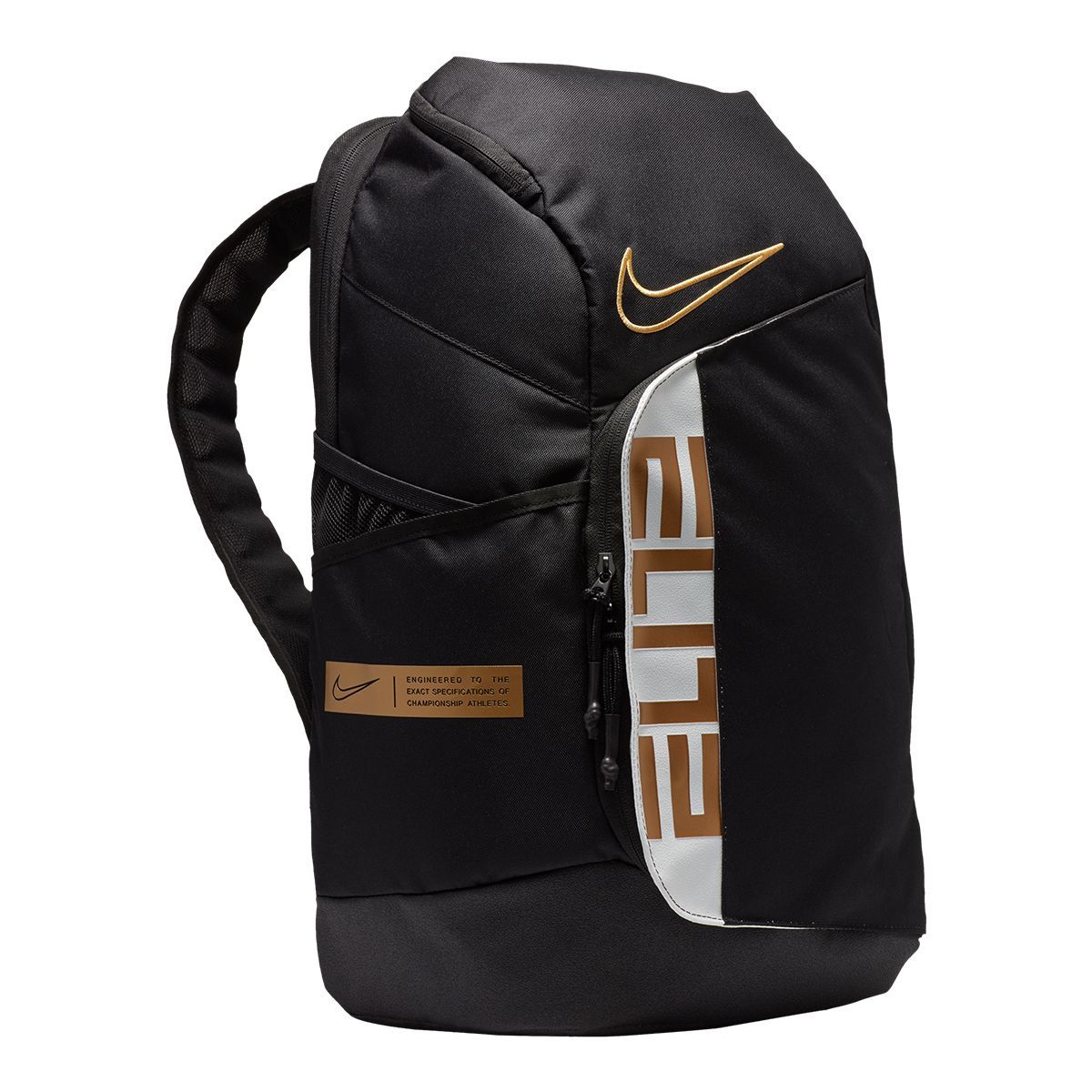 Nike Elite Pro Basketball Backpack Black White Metallic Gold ELITE Backpacks