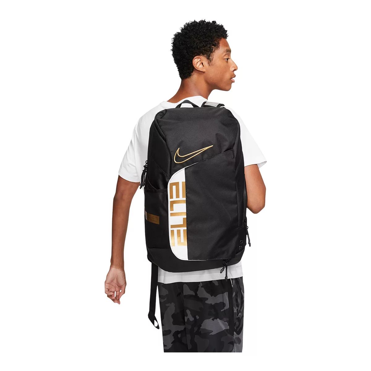 Nike Elite Pro Basketball Backpack
'Black White Metallic Gold'